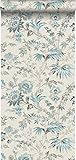 Tapete Blumen Beige und Türkis - 326122 - von Origin - luxury wallcoverings