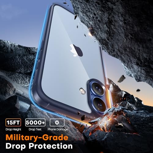 Image of TAURI for iPhone 17 Case, with Screen Protector, Blue | Full Camera Protection, Anti-Yellowing Military-Grade Protection Shockproof Slim Phone Case for iPhone 17