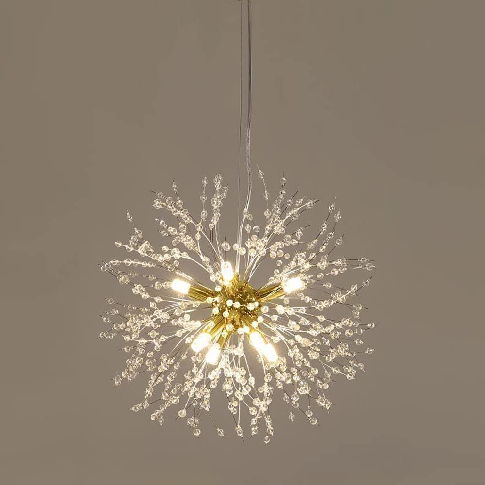 PAZWAHF Modern Dandelion Pendant Lights, Firework Crystal Ceiling Lighting Fixture, Indoor Hanging Lamp for Living Room Restaurant Kitchen