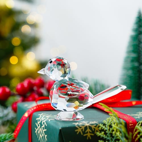 H&D HYALINE & DORA Crystal Bird of Happiness Collectible Figurines Glass Animal Figurine for Table Home Decoration