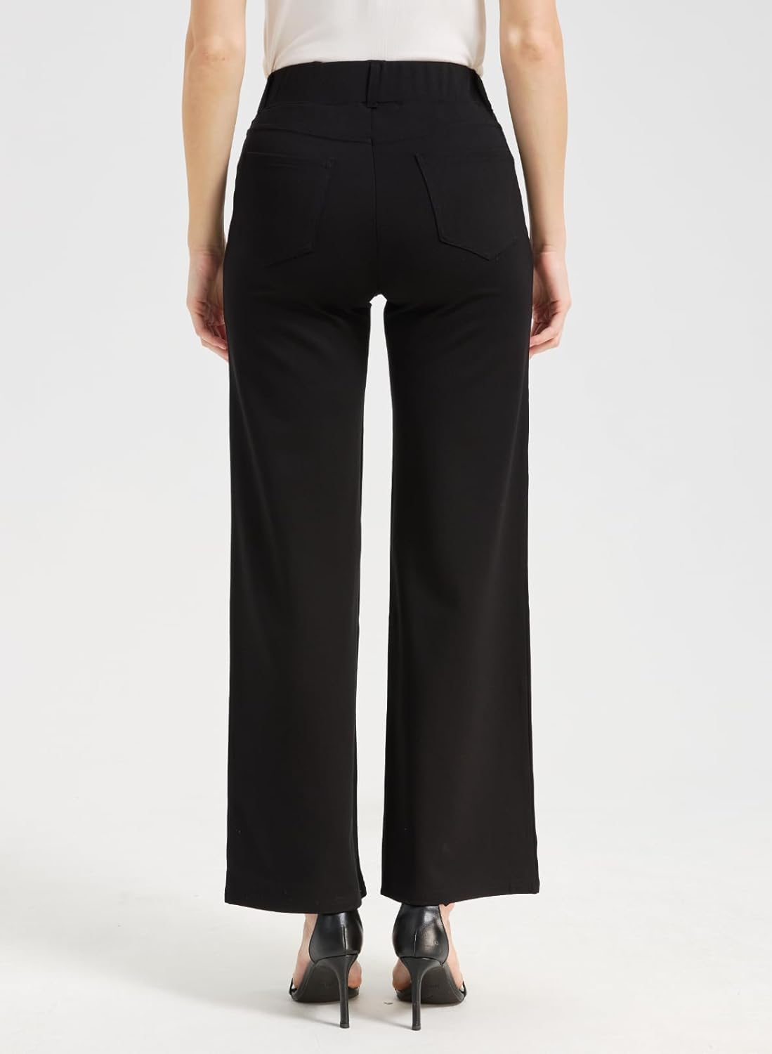 KYAL Women’s Plaid Dress Pants Wide Leg High Waisted Pull-On Trousers Stretchy Business Casual Work Slacks with Pockets - Image 2