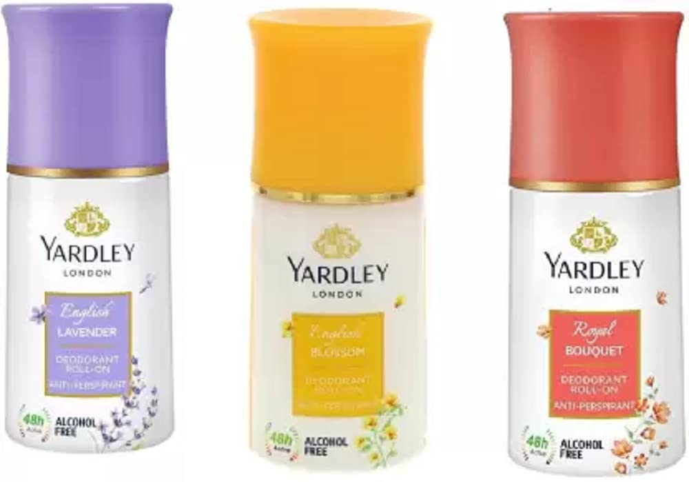 Yardley London English Lavender, Royal Bouquet and English Blossom Deodorant Roll-on - For Men & Women (150 ml, Pack of 3)-image-41