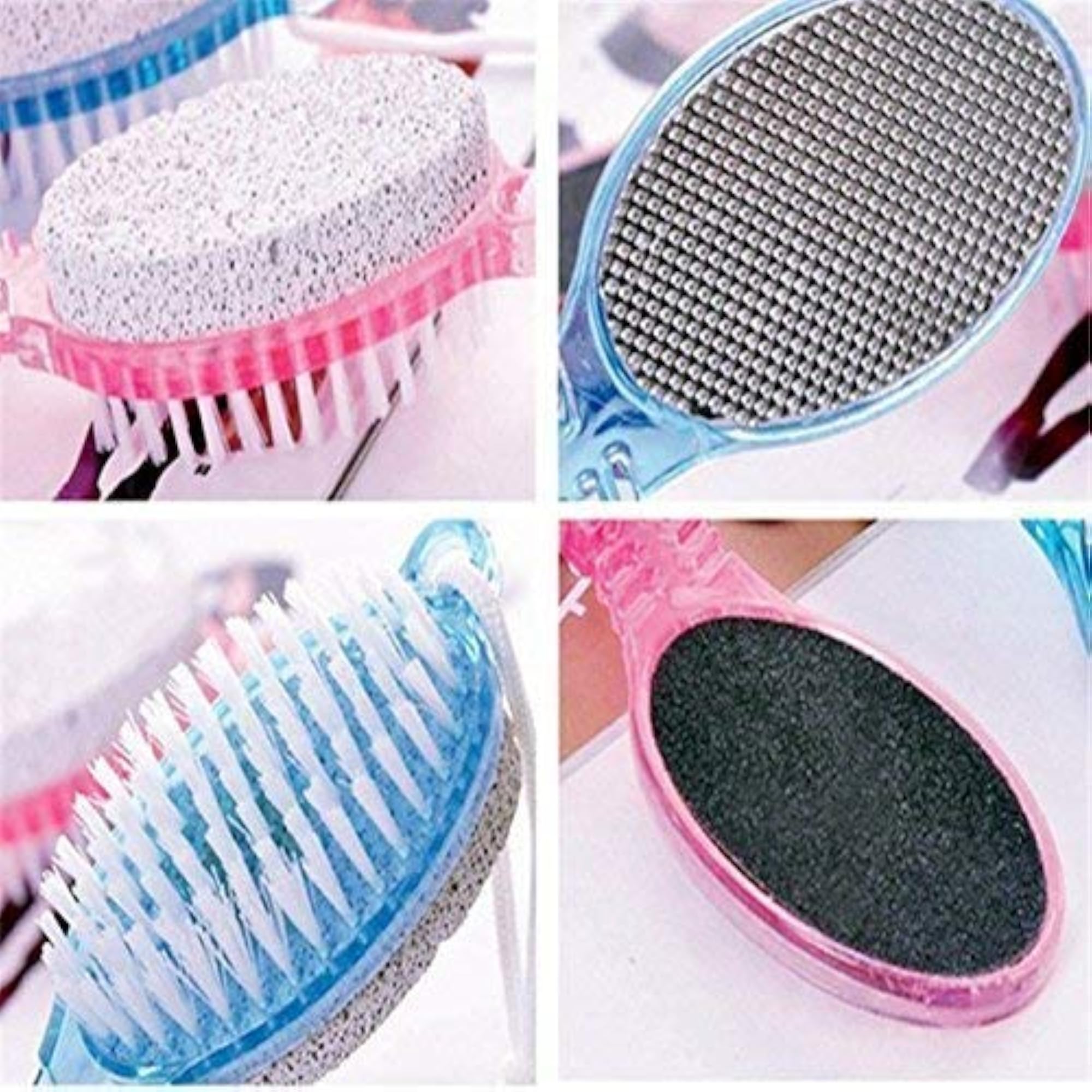 4-in-1 Manicure Pedicure Paddle Brush, Pumice Stone