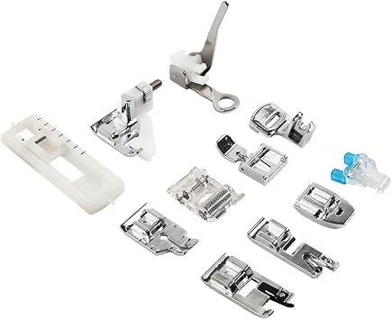 Cninba13 11Pcs Snap On Presser Feet Kit Low Shank Adapter Set Steel Silver Sewing Machine for Brother for JANOME for PFAFF for Husqvarna for Viking for Singer for Juki for Babylock