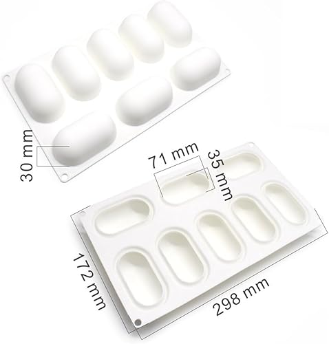 Miniatura 2 de Moldes para hornear de 8 cavidades para pastel de mousse, moldes de almohada 3D para postres franceses, chocolate, pastelería, pastel de queso