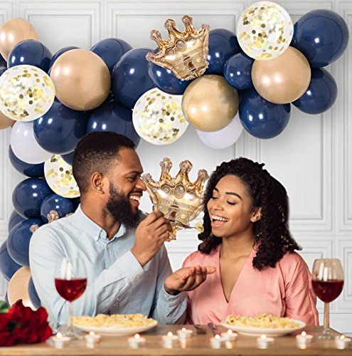 Image of Party Propz Rubber Navy Balloon Garland Arch Kit Party Decoration Supplies - 97Pcs For Royal Prince Birthday Graduation Party With Mini Crowns Decorations