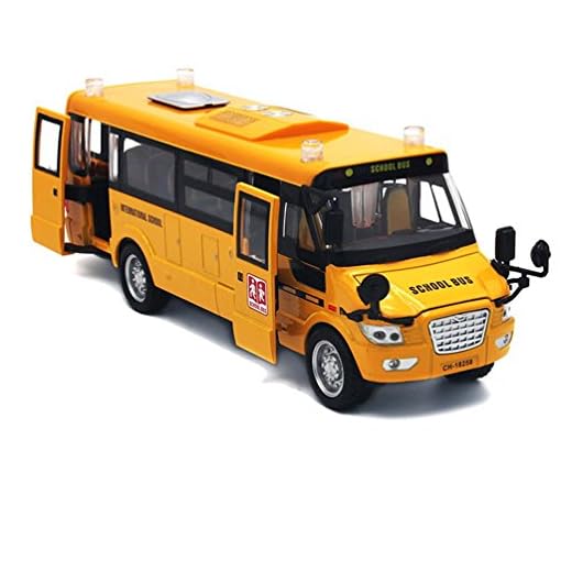 Baellar 9 "Amarillo Pull-Back School Bus aleación vehículos Diecast juguete con luces, sonidos y puertas abiertas …