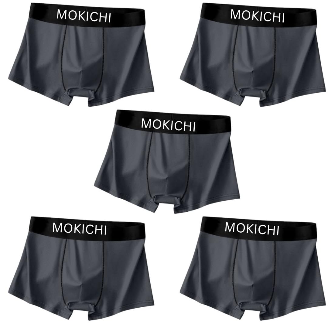 Men's Ice Silk Boxer Briefs Pack of 5 | Ultra Soft Breathable Stretch Trunks | Moisture Wicking Quick Dry Men's Underwear | Comfortable Mid Rise Anti Chafing Innerwear-image-27