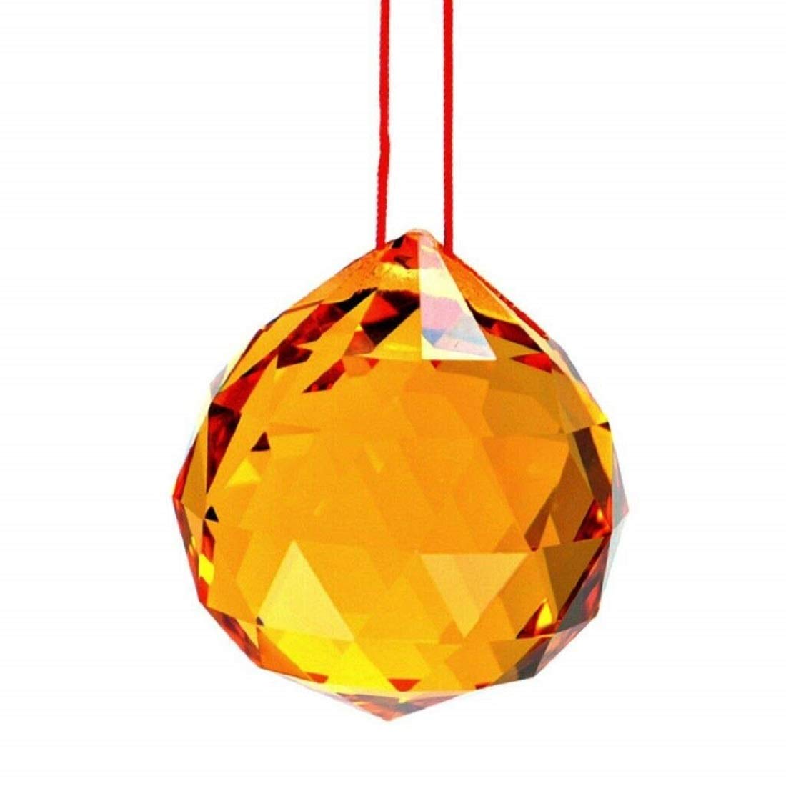 Boule de cristal jaune Feng Shui Sphatik suspension décoration maison cristal 40mm
