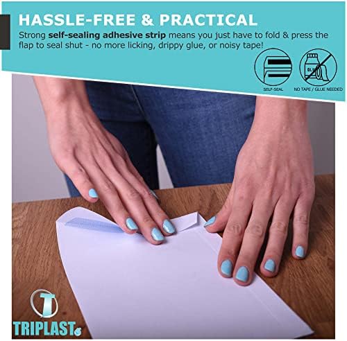 Triplast 20 x DL White Self Seal Security Envelopes (Size: 110x220mm) | Fully Opaque, Self Sealing & Printer Safe Mailing Paper Envelopes | Ideal for Everyday Home, Office & Commercial Use - View 7