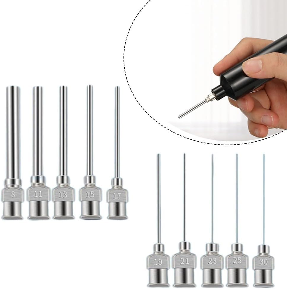 Dispensing Machine Needle, 25mm Stainless Steel, for Industrial Glue, 1 Inch, Designed for High Temperature Compatibility and Fluid Control (14G)