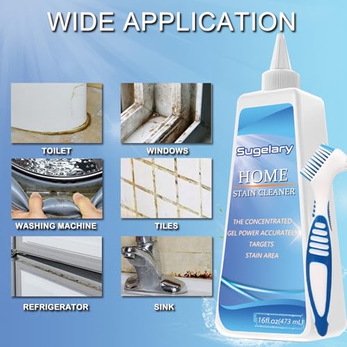 Image of Sugelary Mold Stain Cleaner Gel, 16 Fl Oz Washing Machine Cleaner for Front Loader Seal, All-Purpose Gel for Home Use on Bathroom Grout, Sink, Shower and Caulk