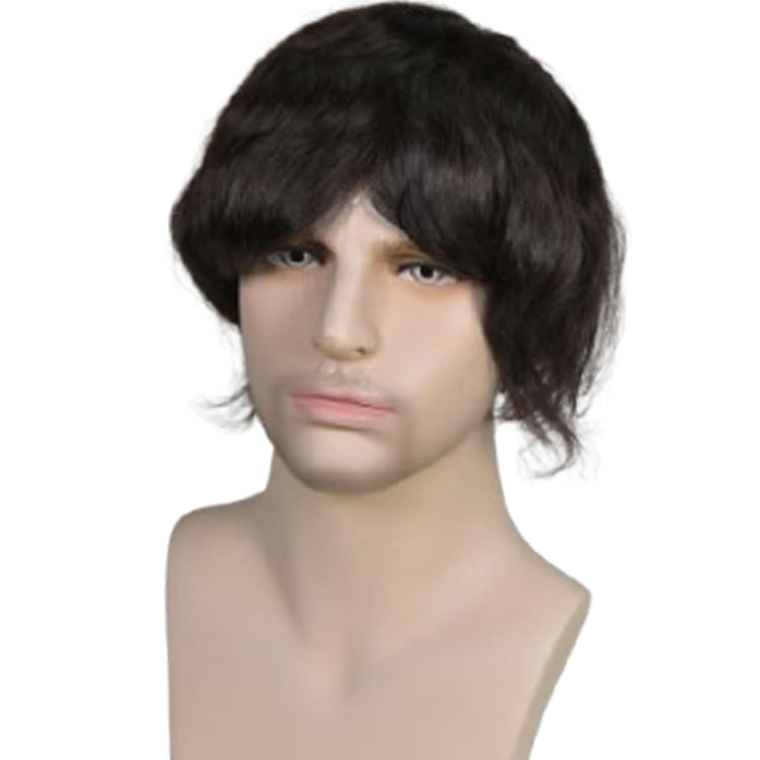 Swiss Full Lace Men's Toupee 100% European Virgin Human Hair 6" Straight Hair 120-130% Medium Density (1B Black Color)