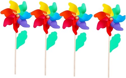 MERRYHAPY 8pcs Juguetes Molino de viento Juguete Colorido Molino de viento DIY Molino de viento Madera Polo Bambú