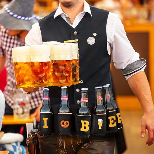 BOFUNX Biergürtel Portable Trinker Bier Getränkedosengürtel Oxford Gürtelhalter Bierhalter 6 Getränke Gürtel für Camping Wandern Outdoor Party Geburtstag Oktoberfest