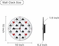 Vista 2 de Reloj de pared de póquer rojo y negro con forma de triángulo de corazón geométrico de 10 pulgadas, silencioso, sin tictac, funciona