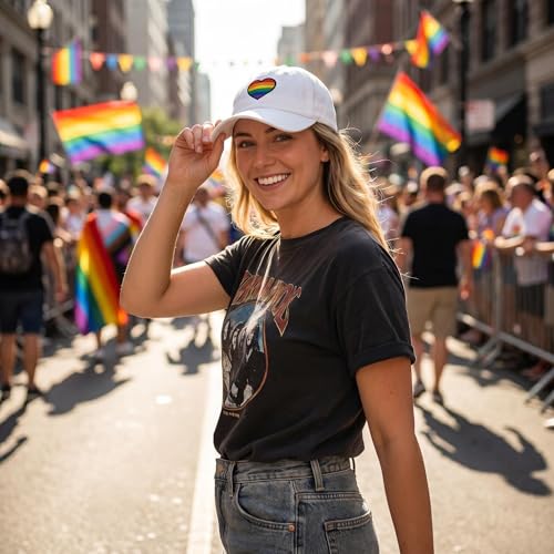 Image of Embroidered Pride Hat LGBT Cap Low Profile Distressed Dad Hat