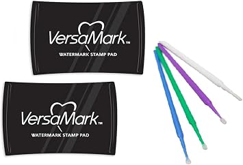 Tsukineko Versamark Watermark Embossing Bundles - Versamark Clear Watermark Stamp Pad - Two Pack of Clear Embossing Ink Pads - with Trebbies Detail Sticks