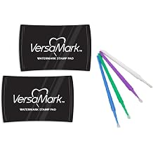 Tsukineko Versamark Watermark Embossing Bundles - Versamark Clear Watermark Stamp Pad - Two Pack of Clear Embossing Ink Pads - with Trebbies Detail Sticks