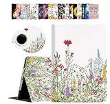 Som Lam iPad Case, Protective PU Leather Folio for iPad Mini 5/4/3/2/1, Includes Coasters Set, Auto Sleep/Wake, Magnetic Stand - Floral Green Leaf