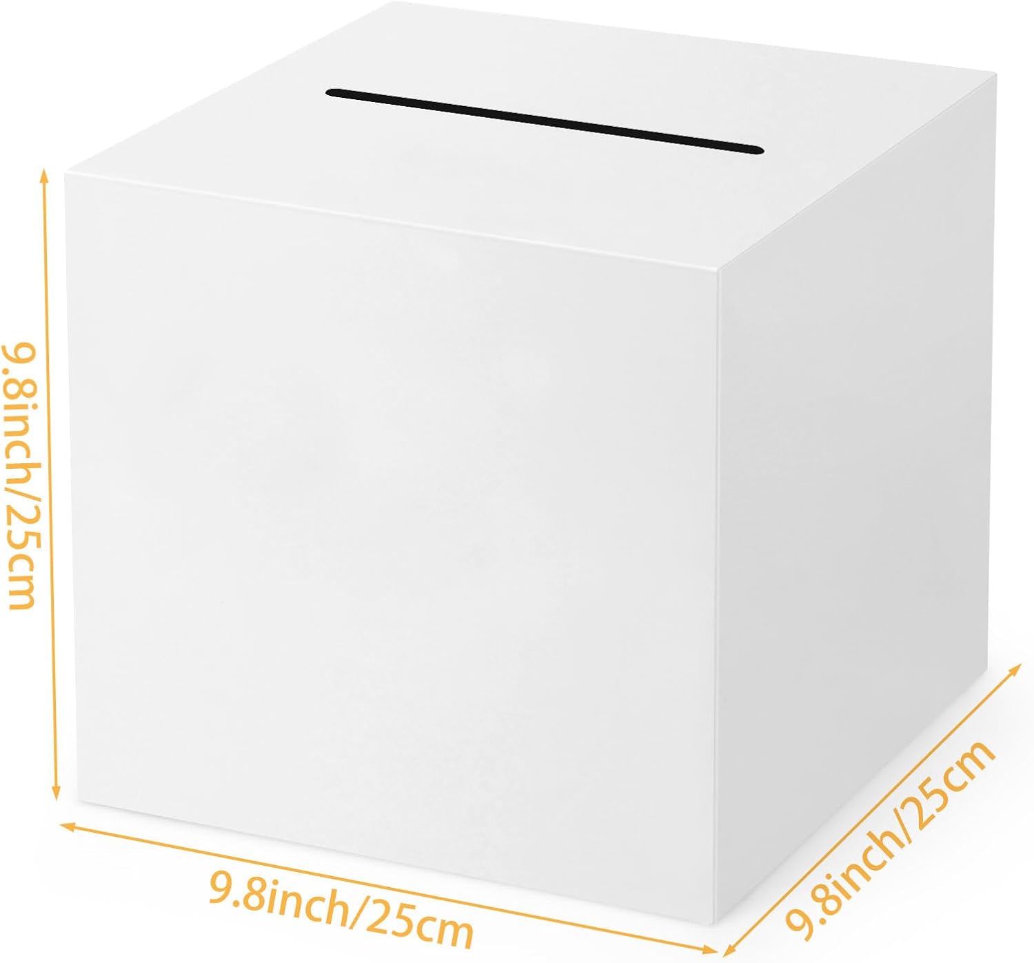 White Card Box with Slot 9.8'' Receiving Money Box for Party Reception Wedding Anniversary Birthday Baby Showers Graduation Table Centerpiece Decorations