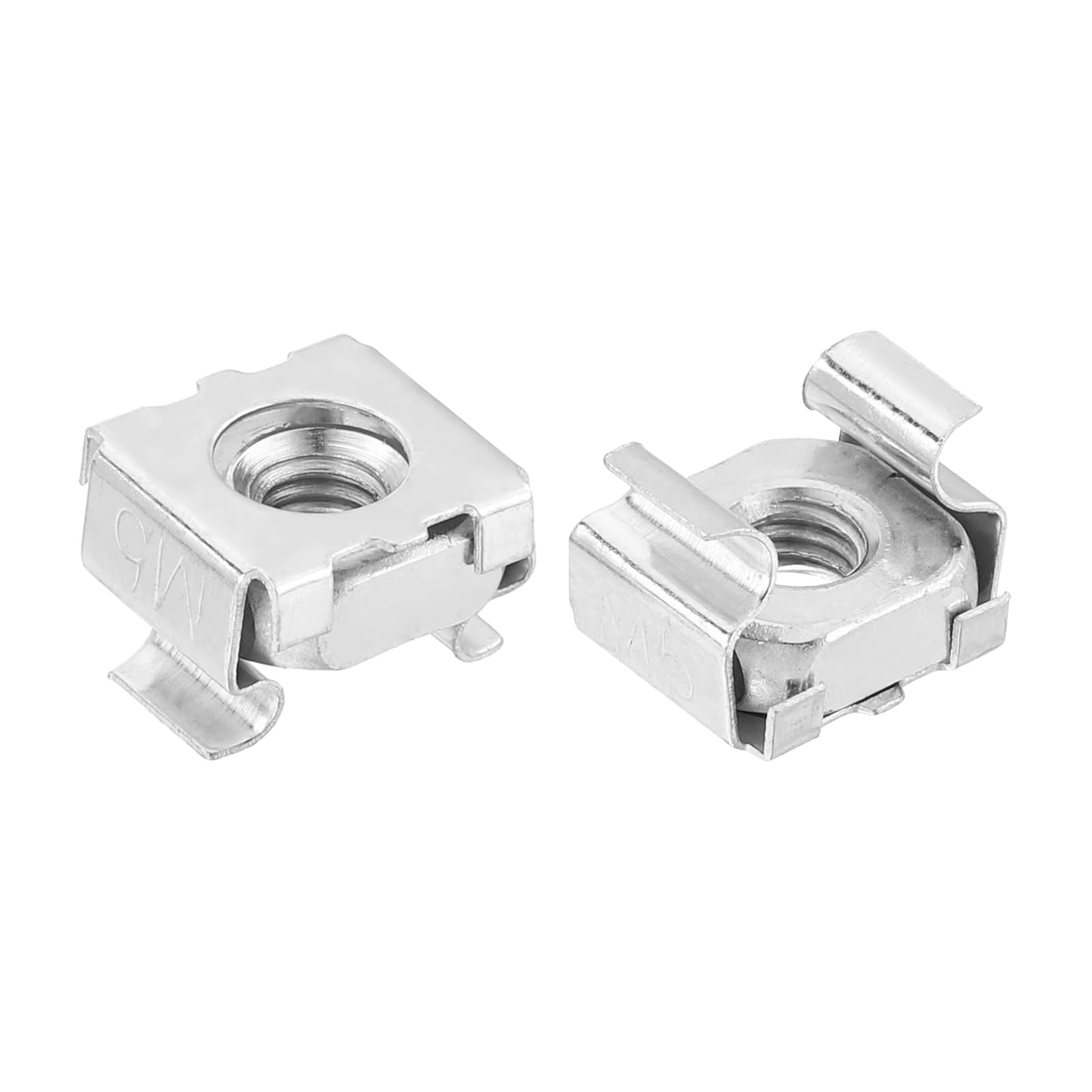 QUARKZMAN Dado a Gabbia M5 x 0.8mm, 50Pz Dadi a Gabbia Snap-In, Dado Metrico in Acciaio Carbonio Zincato per Armadio Rack Server, Argento