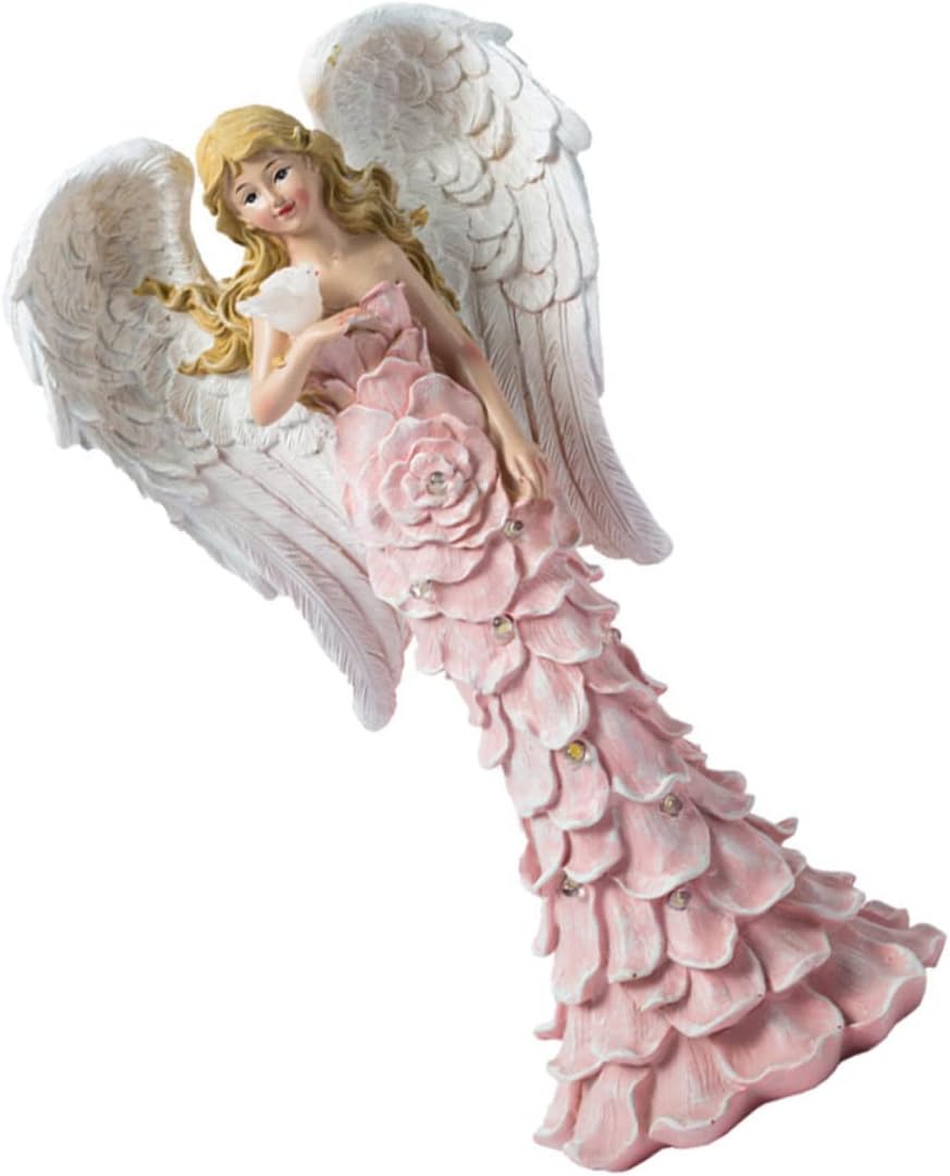 Yardwe Solar Angel Lamp Garden Decor Solar Angel Statue Outdoor Garden Lights