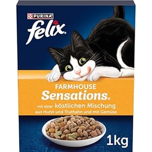 FELIX Farmhouse Sensations Katzenfutter trocken, mit Huhn und Truthahn, 1er Pack (1 x 1kg)