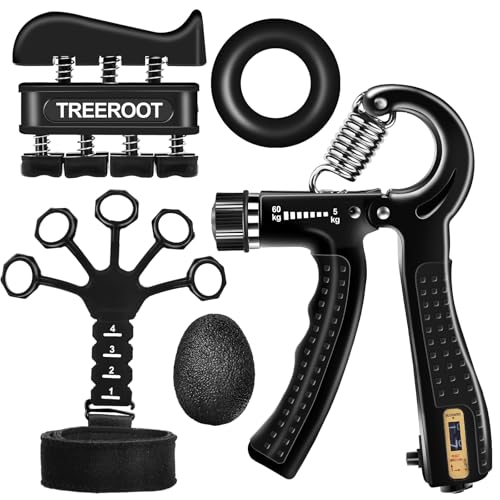 5PCS Grip Strength Trainer Kits, Hand Gripper Strengthener, Forearm Strengthener, Forearm Exerciser, Finger Grip Strengthener, Wrist Strengthener, Stress Relief Ball, Grip Ring, for Muscle Building, Hand Exercisers for Therapy