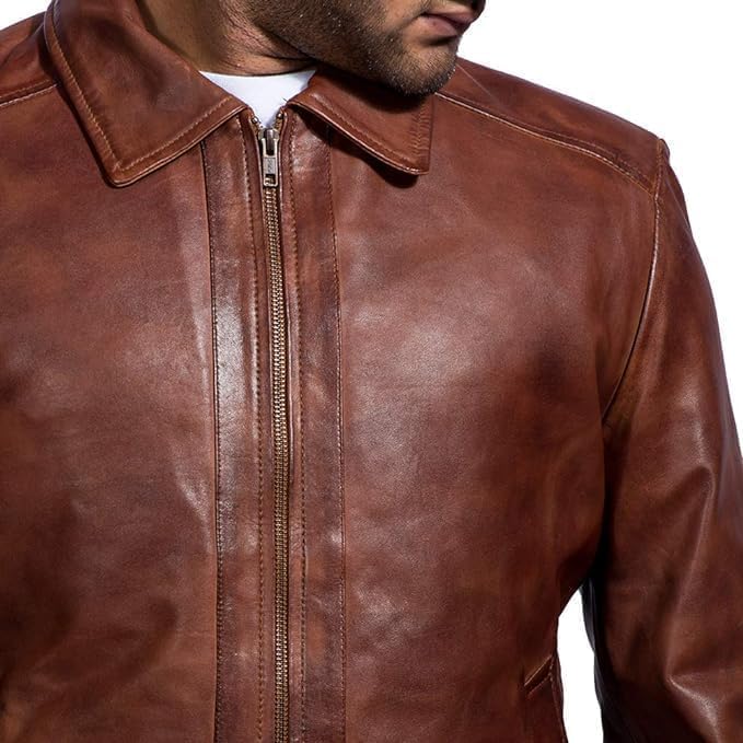Isaac & David Chicago Mens Leather Jacket Real Lambskin Classic Vintage Style Leather Jackets For Men Leather Jacket for Mens - Image 5
