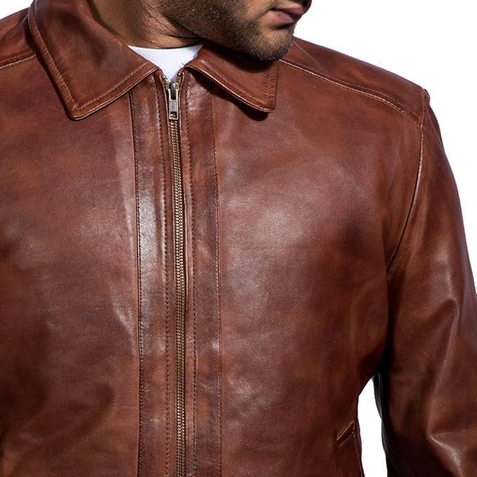 Image of Isaac & David Chicago Mens Leather Jacket Real Lambskin Classic Vintage Style Leather Jackets For Men Leather Jacket for Mens