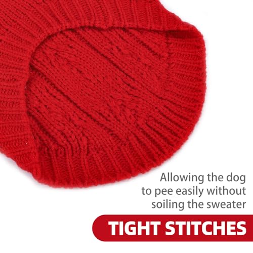 Image of PUPTECK Dog Sweater, Turtleneck Warm Knitted Pullover Coat, Thick Cable Knitwear Clothes in Winter, Pet Apparel Outfits for Large Dogs, for Cold Weather Indoor & Outdoor, Red L