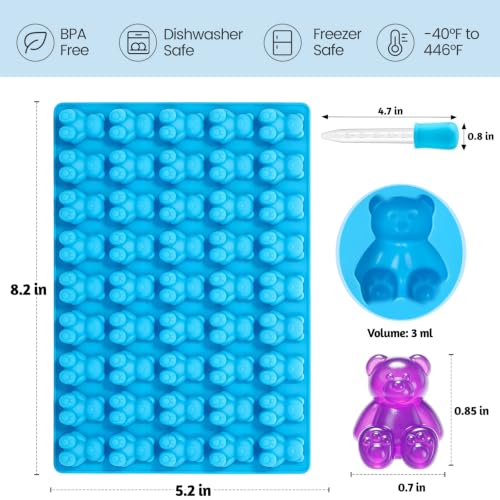 Image of 4 Pack Large Gummy Bear Molds Candy Molds - 3 Inch Gummy Silicone Molds