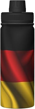 Silk Style Flag Of Germany Water Bottle 18OZ Stainless Steel Insulated Water Bottles With Spout Lid Sports Keep Cold and Hot Water Bottle For Biking Hiking