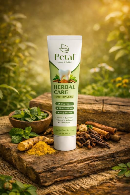Herbal Care Toothpaste | Neem Turmeric Clove Babool Cinnamon | SLS Fluoride Free Formula | Oral Care Paste | 120g-image-0