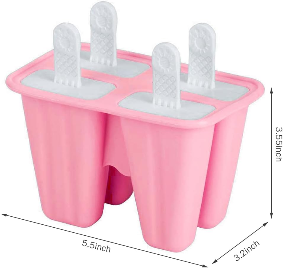 BPA Free easy to use and reusable DIY Silicone popsicle molds;Ice Cream Mold;Ice Pop Molds;Food Preparation Mold (Pink)