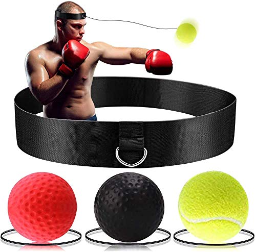 yhsndy Boxing Reflex Ball Headband Set,3 Difficulty Level Boxing Ball, Suit for Reaction, Agility, Punching Speed, Fight Skill and Hand Eye Coordination Training