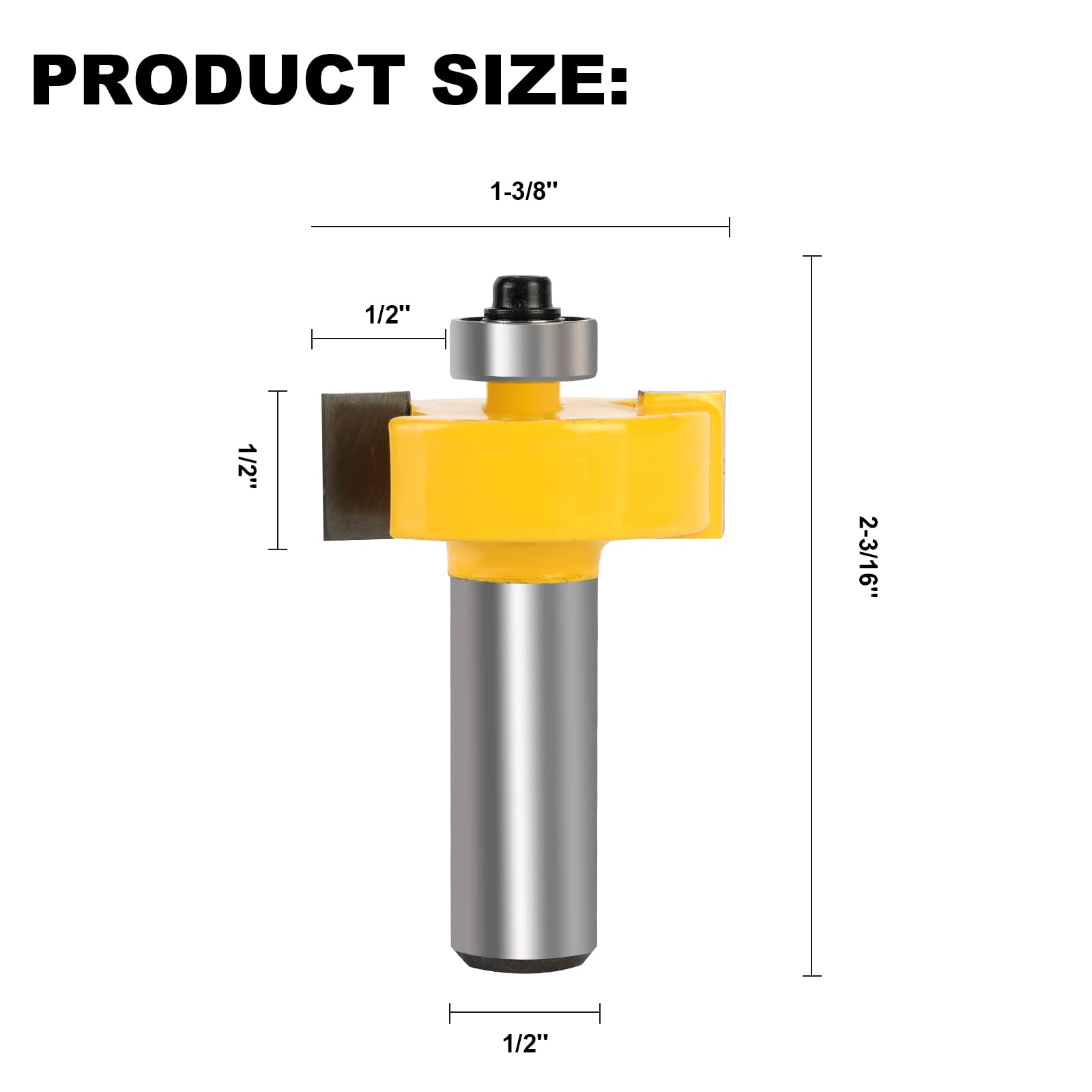 Yueqing Zhongji Rabbet Router Bit 1/2 Inch with 6 Bearings,Interchangeable and Adjustable Bearing (Multiple Depths 1/8", 1/4" - Image 2