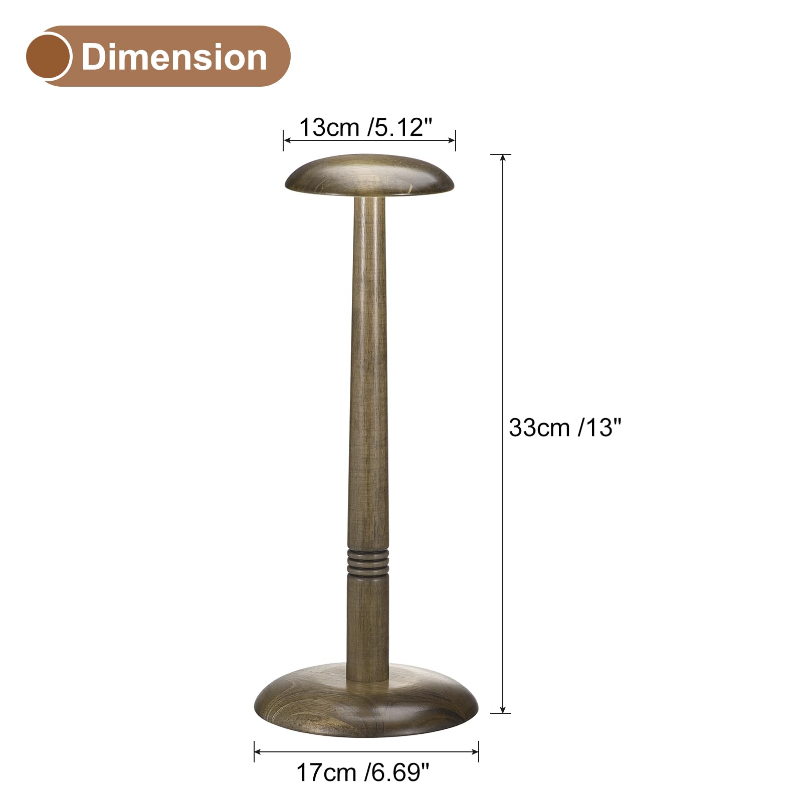 Uxcell Hat Rack Stand and Tabletop Wig Display Stand with Dome Design 17 Inch Height for Baseball Caps Fedora, Wigs, Coffee - Image 2