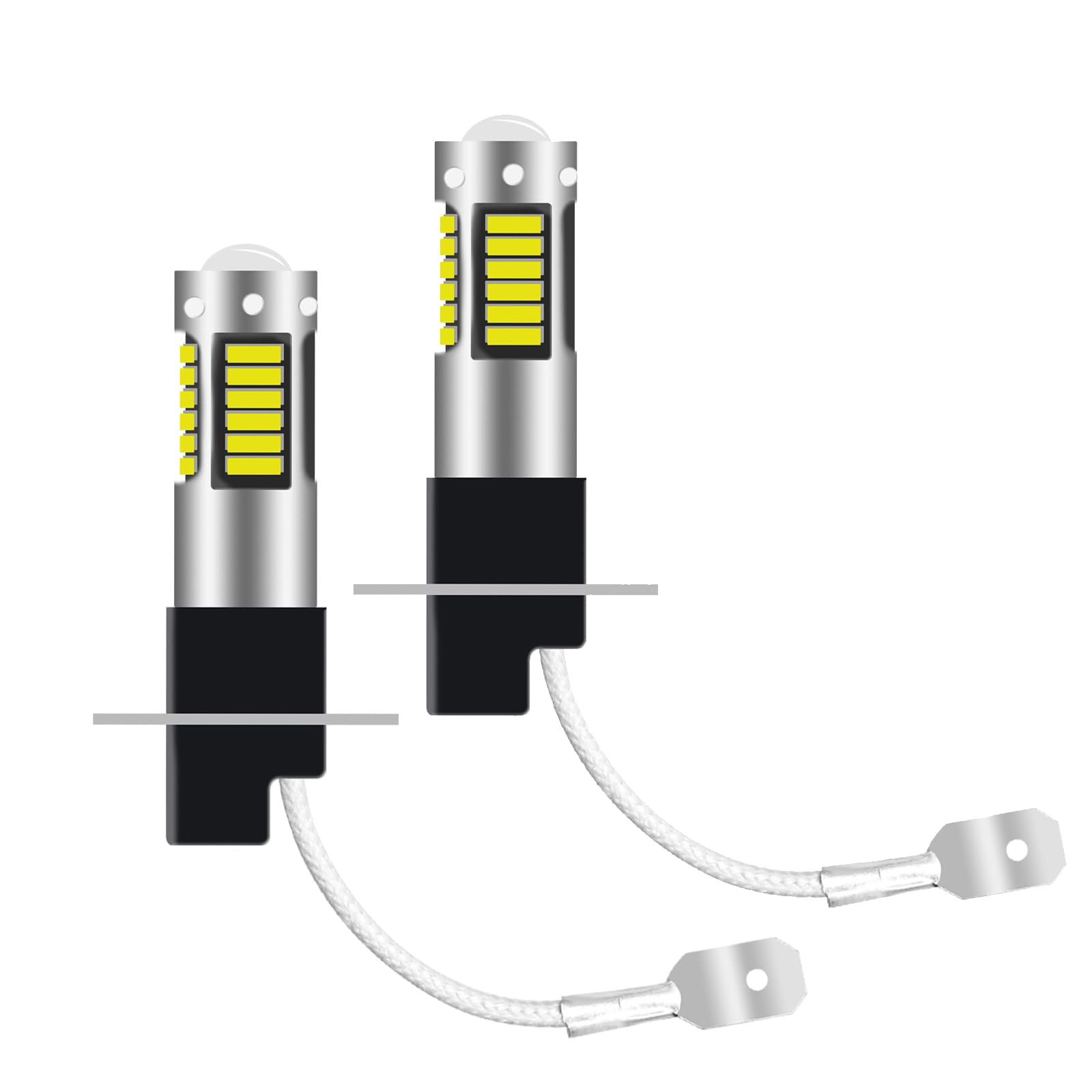 2PCS H3 LED Fendinebbia,Universali Luce a Led Antinebbia Lampadina Auto Fog Lamp 12V 24V Auto Luci di Guida 30SMD 450LM Sostituisci per Fendinebbia o Luce di Marcia Diurna DRL