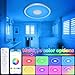 Zemty RGB Ceiling Light with Bluetooth Speaker, 24W 12Inch Smart Music Lights 3000K-6500K Dimmable with APP and Remote Control, Color Changing Led light Fixture Flush Mount for Bathroom Shower Bedroom