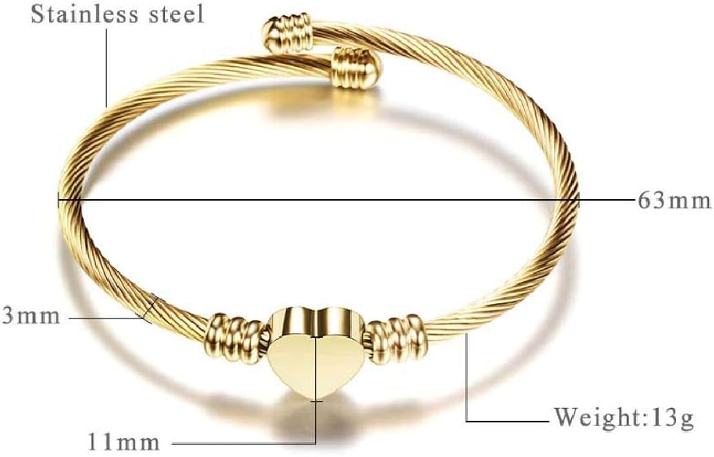 MiniJewelry Heart Bracelet for Women Girls Stainless Steel Adjustable Cuff Bracelet Friendship Bracelets for BFF, Gold Bracelet: Clothing, Shoes & Jewelry