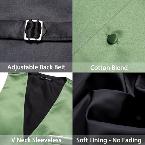 Image of Barry.Wang Mens Suit Vest Bow Tie Set 4PCS Formal V-neck Slim Fit Casual Solid Color Waistcoat Wedding Party Tuxedo