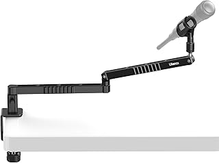 [𝐔𝐩𝐠𝐫𝐚𝐝𝐞𝐝]ULANZI LS26 Low Profile Mic Stand, Aluminum Mic Arm Desk Mount 360° Adjustable Foldable Microphone Boom Arm for Podcast/Streaming/Gaming/Radio Studio 1/4" 3/8" 5/8" for Most Mics