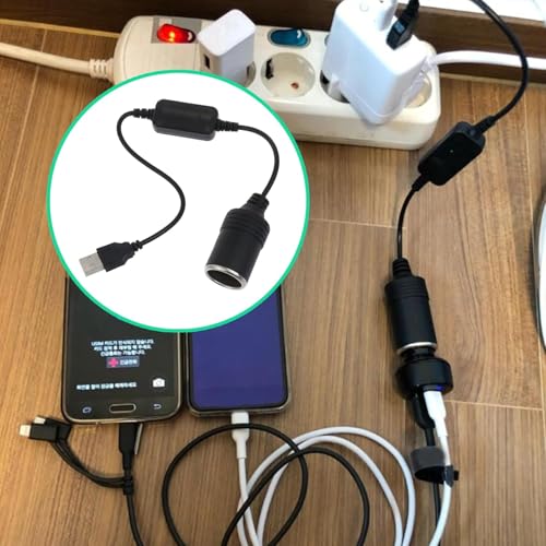 Image of BKN 5V USB a Male to 12V Car Cigarette Lighter Socket Female Converter Cable USB 5V to 12V Power Bank Adapter GPS Socket Wired for Dash Cam, GPS, LED Light Strips, Car Purifier