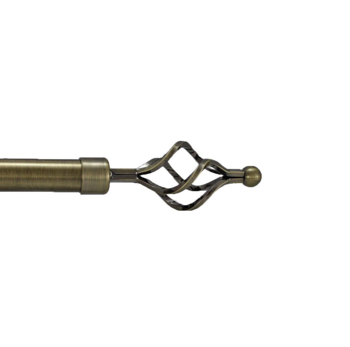 Your Home Online Set Of 2 End Finials For 28mm Curtain Pole Rod Antique Brass (Roma Twist Finials)