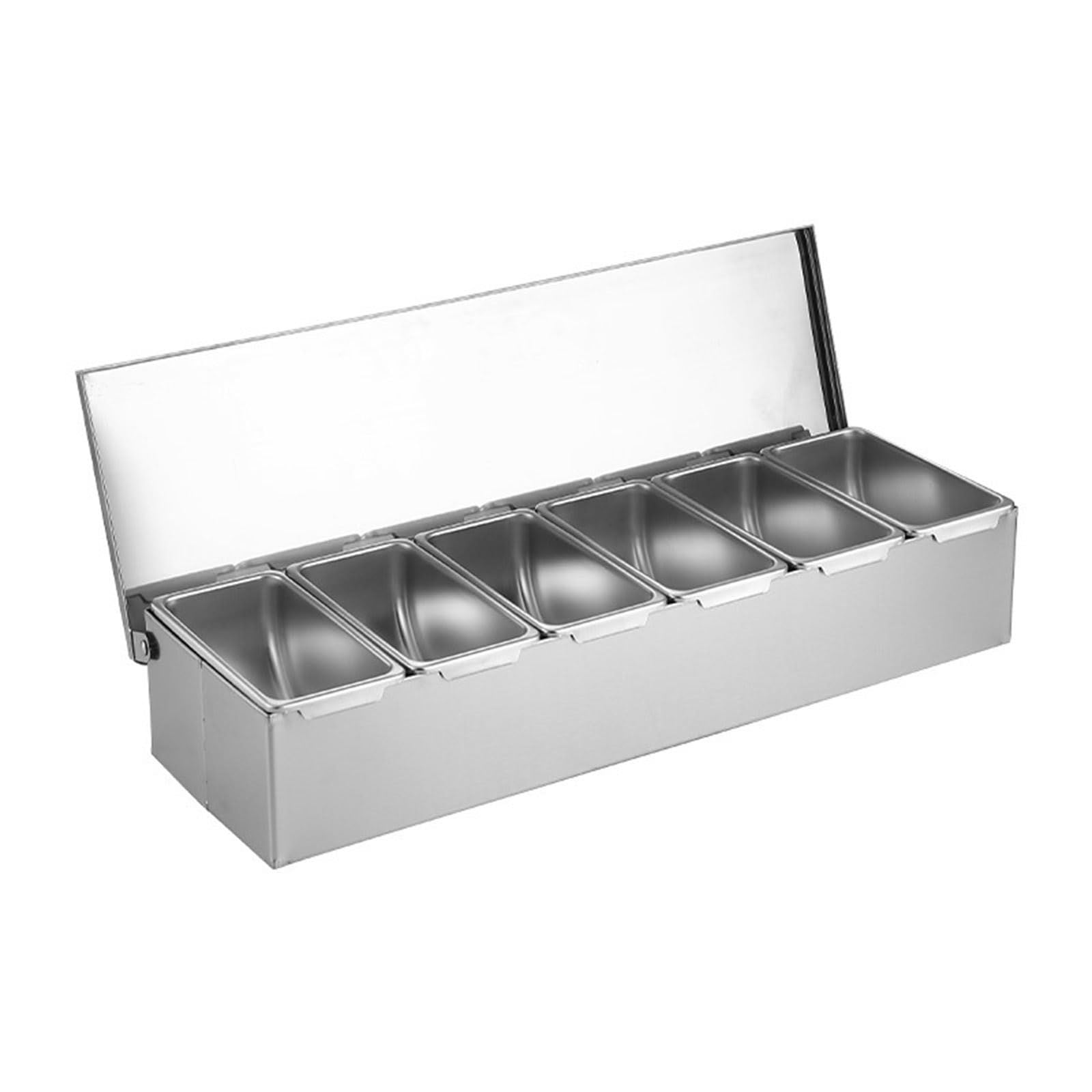 Zwwaazhf Six Grids Professional Kitchen Seasonings Organizers 304 Nonrust Steel Multi Compartment Container Hygienic Space Saving Design Kitchen Seasonings Jars
