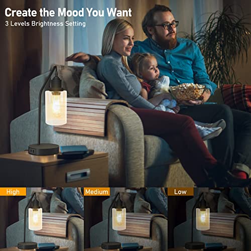 Akasuki Industrial Touch Control Table Lamps Set Of 2, Black Bedside Lamps For Bedrooms With 2 Usb Ports, 3-Way Dimmable Nightstand Lamp For Living Room End Tables (Led Edison Bulb Included) #TOP4