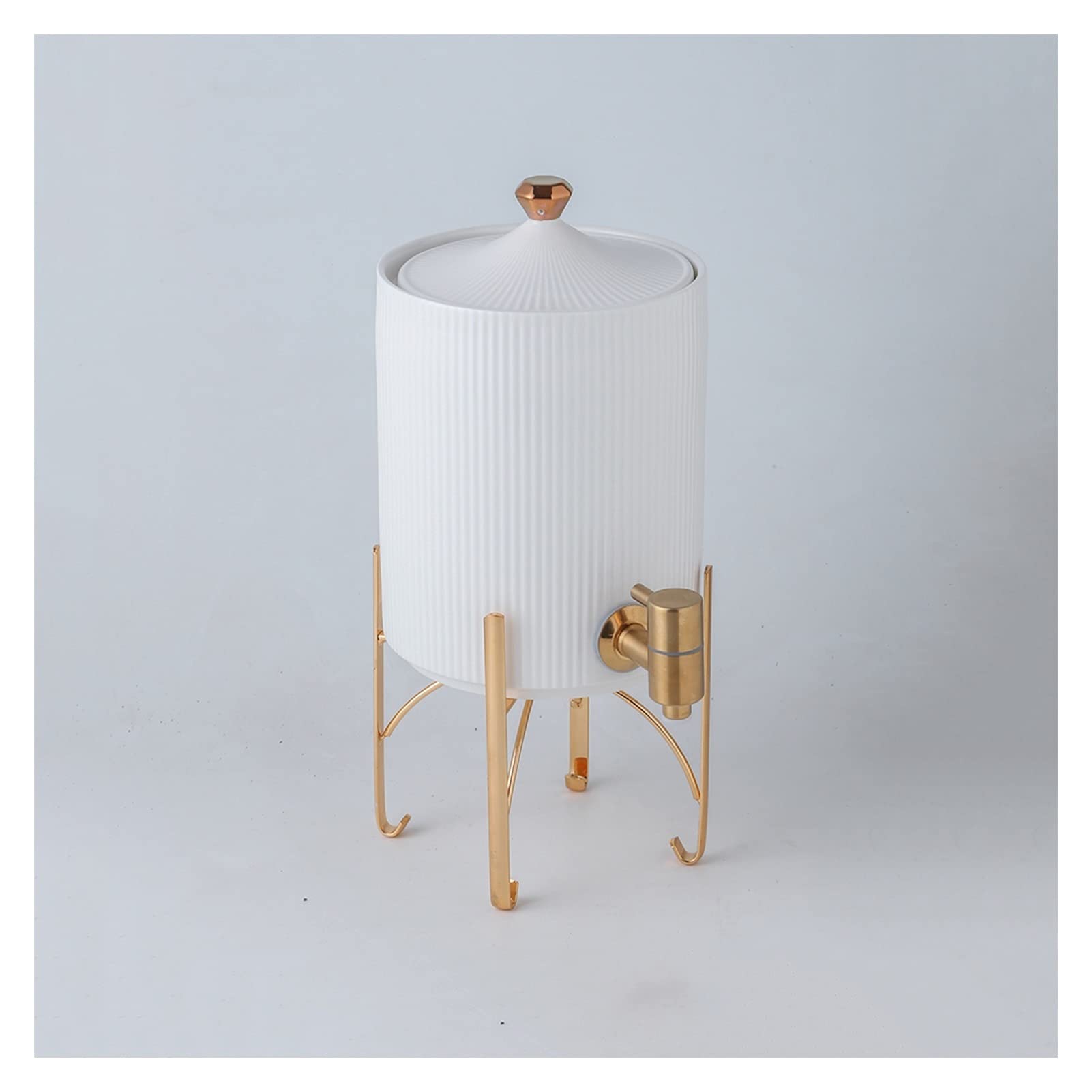 Jarras Agua Cerámica creativa Hervidor de frío con base Tetera de gran capacidad con grifo Hermosa y práctica for hogares, restaurantes, bares Jarra de Té Helado(White)