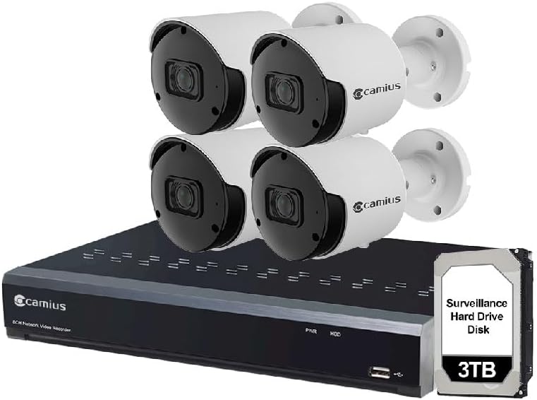 8 Channel 4K NVR Home Security Camera System, 3TB HDD - 4 5MP 2K Outdoor Security Cameras with Audio, Human, Vehicle, Perimeter Intrusion Detection - Web Browser, Mobile App, NVR Software